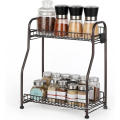 2 Tier Kitchen Standing Spice Rack with Hook
